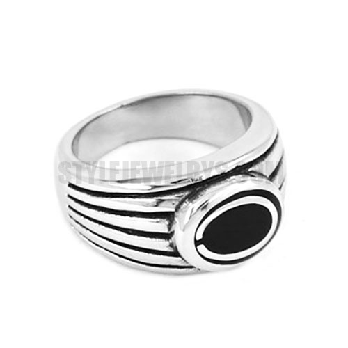 Stainless Steel Mens Ring, Color Black Siliver SWR0504 - Click Image to Close
